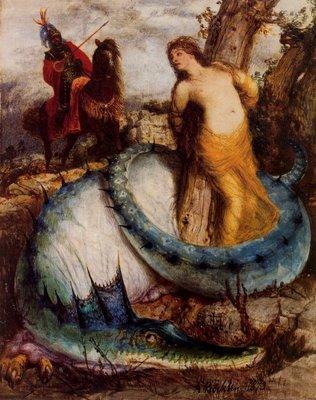 Arnold Bocklin Angelika, von einem Drachen bewacht oder Angelica und Ruggiero oil painting image